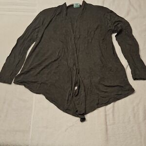 Free to Live Gray Knit Open Cardigan Sweater Lightweight Long‎ Sleeve Women